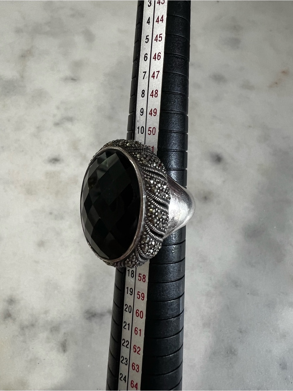 Vintage Judith Jack JJ 925 Sterling Silver Black Onyx Marcasite Art Deco Ring 7 - Picture 14 of 15